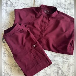FIGS Scrub Set in Burgundy- Petite Bottoms
